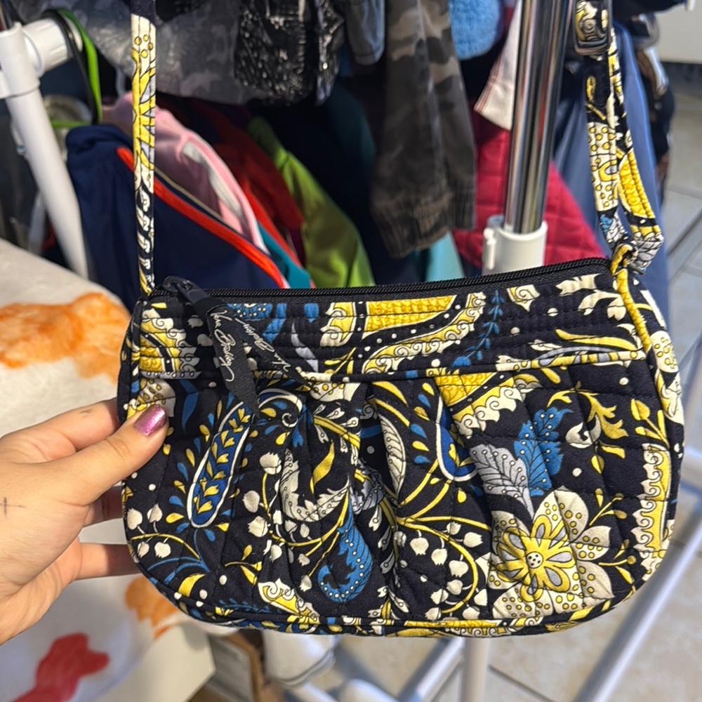 Vera Bradley Women's Floral Crossbody Bag - Black and Yellow